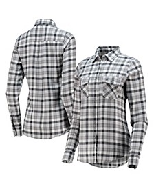 Women's Navy and Gray Dallas Cowboys Ease Flannel Button-Up Long Sleeve Shirt