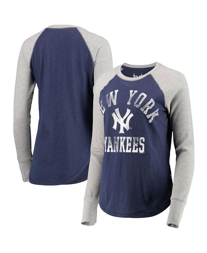 Men's New York Yankees Nike Gray/Navy Game Authentic Collection Performance  Raglan Long Sleeve T-Shirt