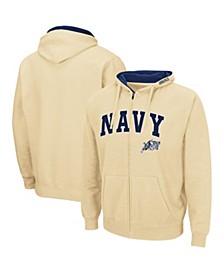 Men's Gold Navy Midshipmen Arch and Logo 3.0 Full-Zip Hoodie