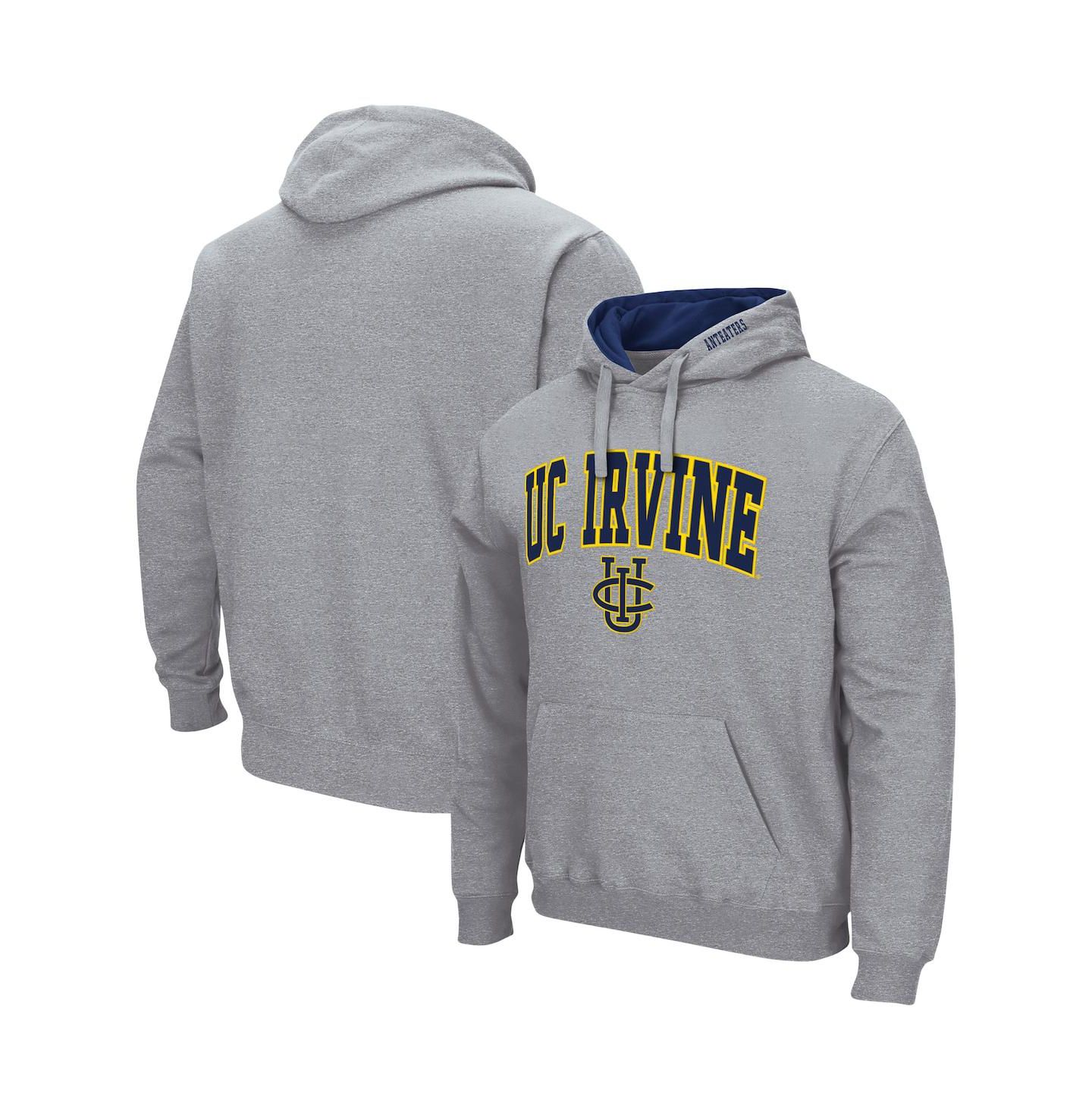 Мужское худи Colosseum UC Irvine Anteaters Arch and Logo Pullover, цвет: Меланжевый серый — фото 1