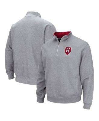 Men's Heathered Gray Harvard Crimson Tortugas Team Logo Quarter-Zip Jacket
