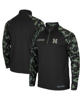 Men's Black Nebraska Huskers OHT Military-Inspired Appreciation Take Flight Raglan Quarter-Zip Jacket