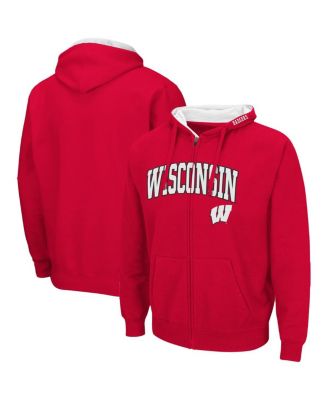 Men's Red Wisconsin Badgers Arch and Logo 3.0 Full-Zip Hoodie