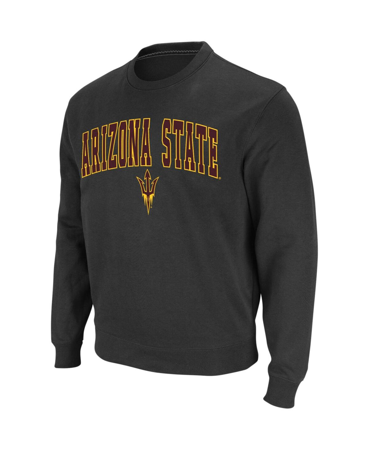 Shop Colosseum Men's  Charcoal Arizona State Sun Devils Arch And Logo Crew Neck Sweatshirt