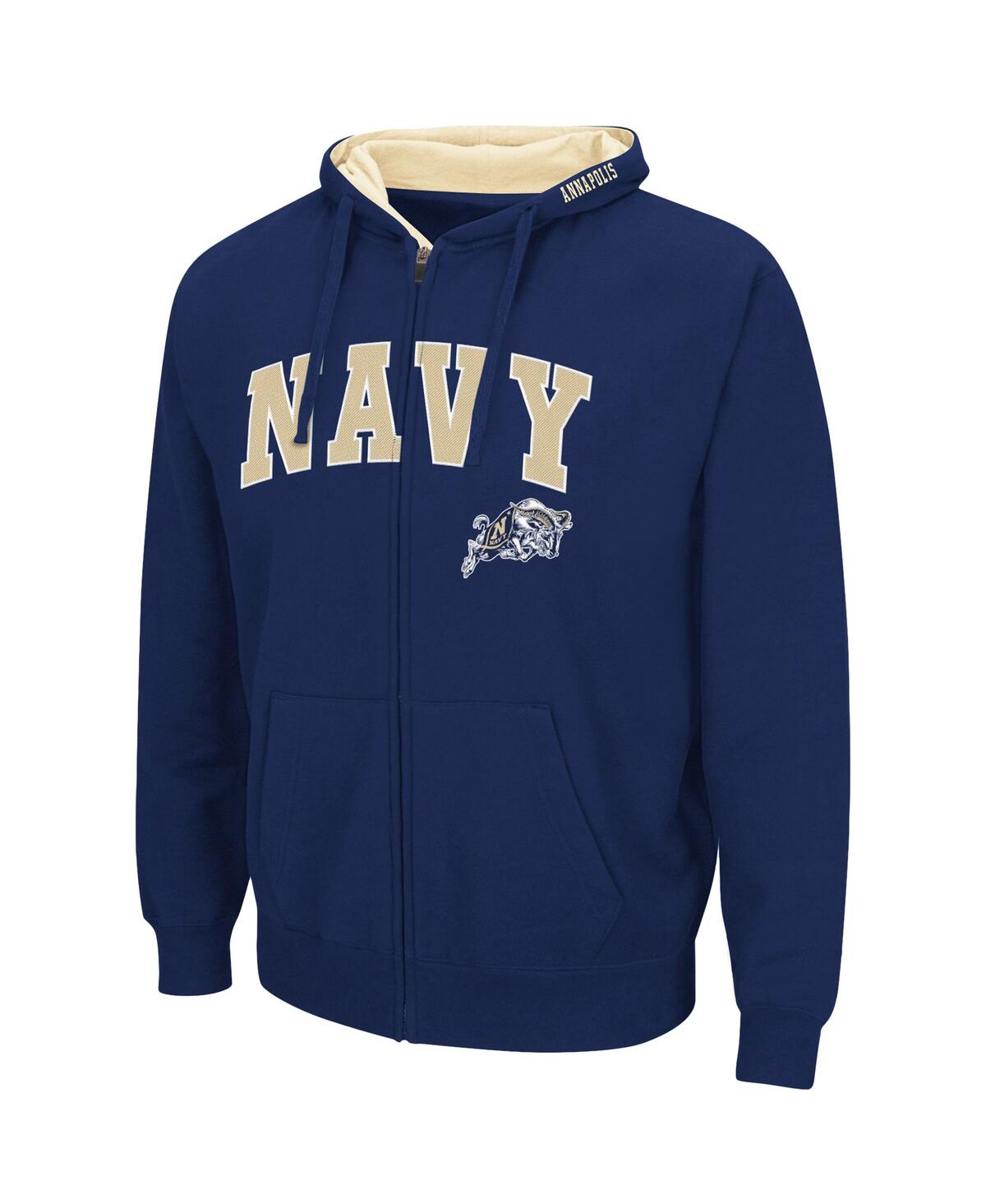Shop Colosseum Men's  Navy Navy Midshipmen Arch And Logo 3.0 Full-zip Hoodie