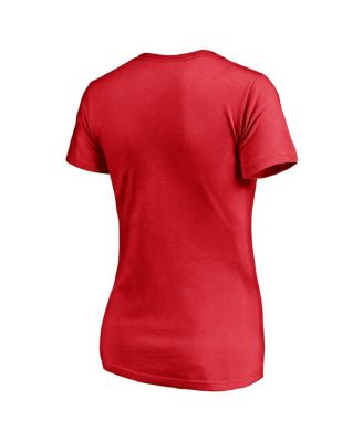Women's Red Calgary Flames Plus Size Mascot In Bounds V-Neck T-shirt