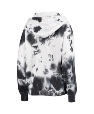 Women's White and Black Los Angeles Chargers Dakota Oversized Tie-Dye Half-Zip Hoodie