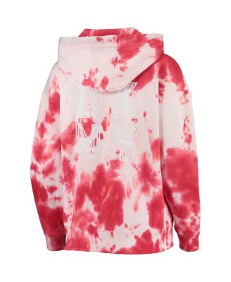 Women's White and Red Washington Nationals Dakota Tie-Dye Half-Zip Hoodie