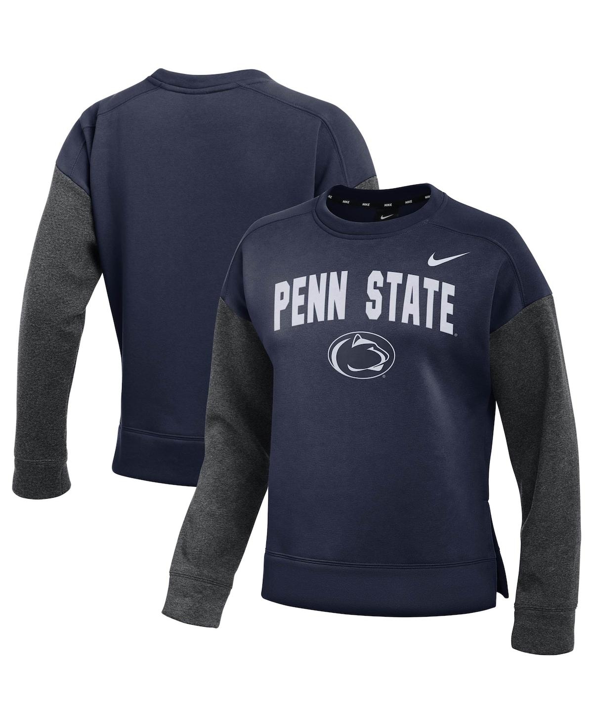 Women's Nike Navy and Charcoal Penn State Nittany Lions Campus Dolman Pullover Sweatshirt