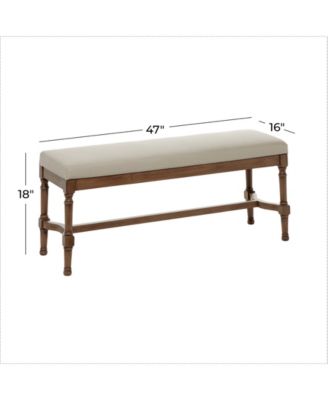 Wood and Linen Traditional Bench