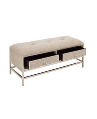 Linen and Metal Contemporary Bench