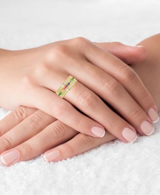 Cubic Zirconia Stack Look Ring in Sterling Silver or 14k Gold-Plated Sterling Silver