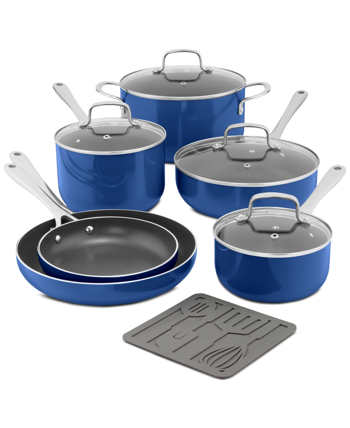 The Cellar Nonstick Aluminum 11-pc. Cookware Set, Created For Macy's In Blue
