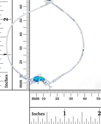 Lab-Created Blue Opal Dolphin Bolo Bracelet in Sterling Silver