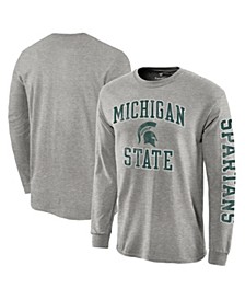 Men's Gray Michigan State Spartans Distressed Arch Over Logo Long Sleeve Hit T-shirt