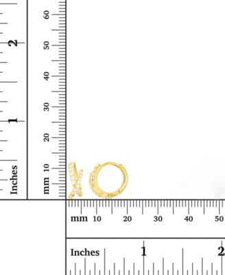 Cubic Zirconia Crisscross Extra Small Huggie Hoop Earrings in Sterling Silver or 14k Gold-Plated Sterling Silver, 0.47"