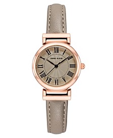 Women's Taupe Grey Leather Strap Watch, 28mm
