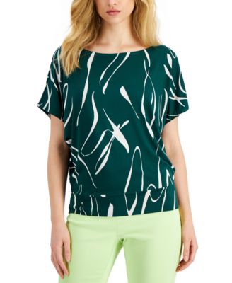 Alfani - Banded Hem Short Sleeve Boatneck Top