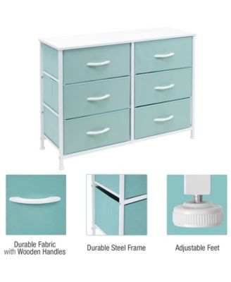 6 Drawers Dresser- Storage Unit with Steel Frame, Wood Top, Fabric Bins - for Bedroom, Closet, Office and more