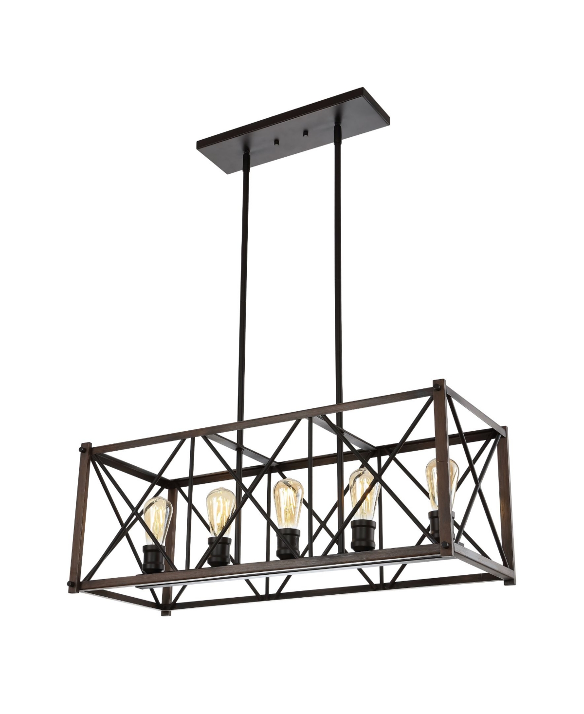 Jonathan Y Galax 5-Light Adjustable Farmhouse Industrial Led Dimmable Pendant