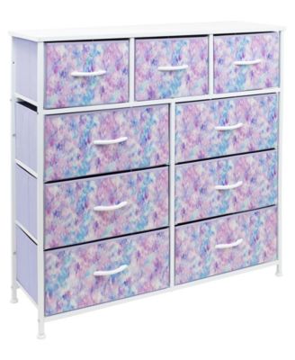 9 Drawers Dresser - Furniture Storage for Bedroom, Closet, Office Organization - Steel Frame, Wood Top, Fabric Bins