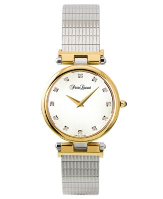 Pierre Laurent - Unisex Swiss Classic Diamond (1/8 ct. t.w.) Stainless Steel Bracelet Watch 33mm
