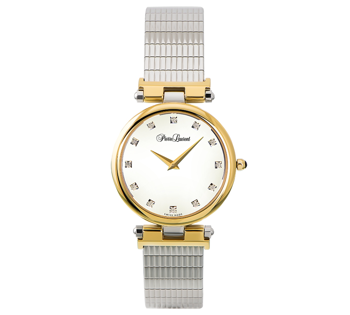 Pierre Laurent Unisex Swiss Classic Diamond (1/8 Ct. T.w.) Stainless Steel Bracelet Watch 33mm In Stainless Steel  Kt Gold Plate