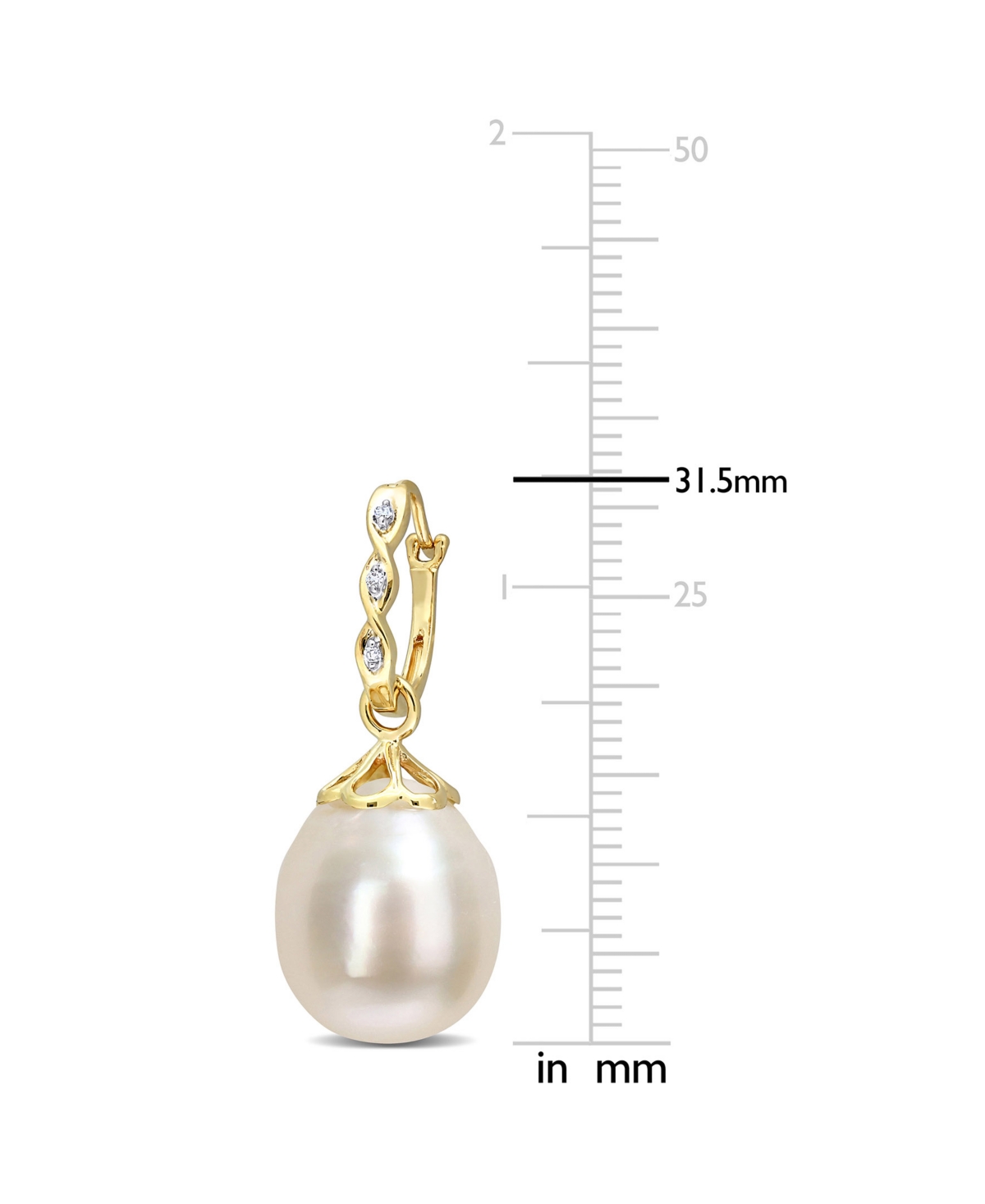 Cultured South Sea Pearl (9 - 9-1/2mm) & Diamond Accent Drop Earrings in 14k- Gold