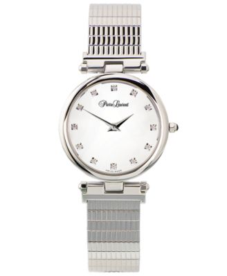 Pierre Laurent - Women's Swiss Classic Diamond (1/8 ct. t.w.) Stainless Steel Bracelet Watch 33mm
