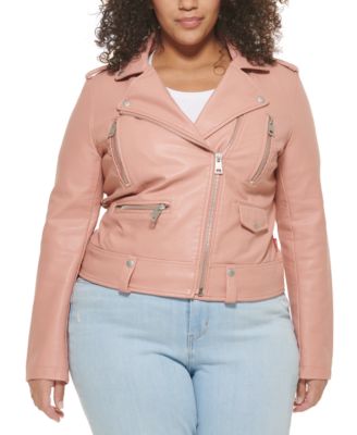 pink plus size moto jacket