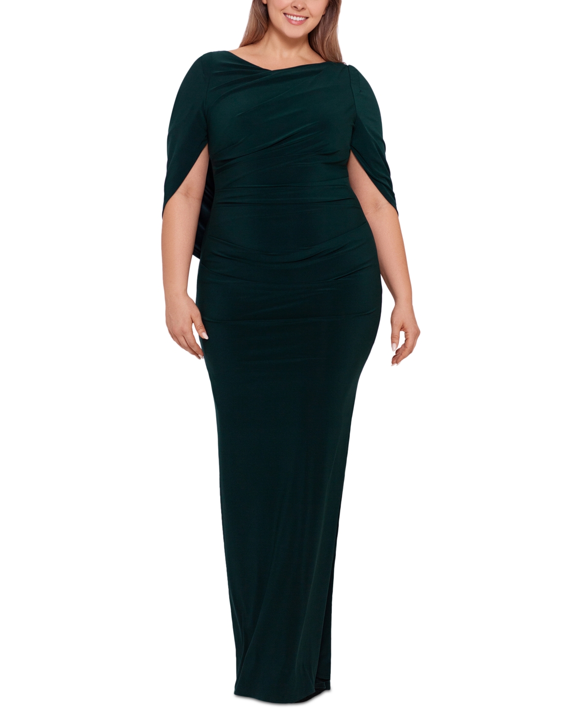 Plus Size Ruched Gown - Forest