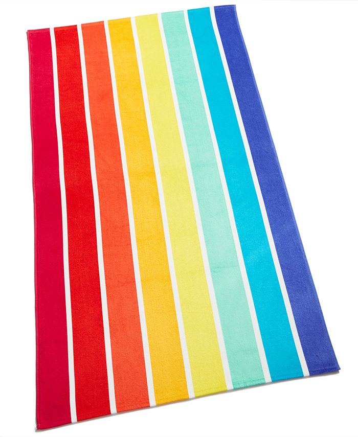 Martha Stewart Collection Rainbow Stripe Beach Towel, Created For Macy