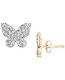 Diamond Butterfly Stud Earrings (1/6 ct. t.w.) in 14k Gold, Created for Macy's