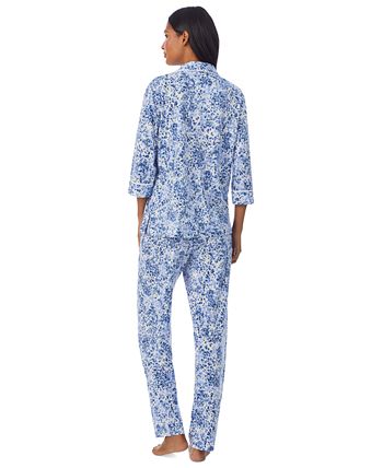 Lauren Ralph Lauren Floral-Print Notch Collar Pajama Set & Reviews - All  Pajamas, Robes & Loungewear - Women - Macy's