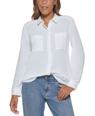 calvin klein women's white blouse