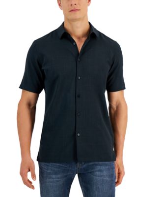 Alfani Men's Solid Short Sleeve Shirt 