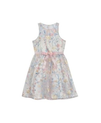 Big Girls Floral Embroidered Mesh Dress 