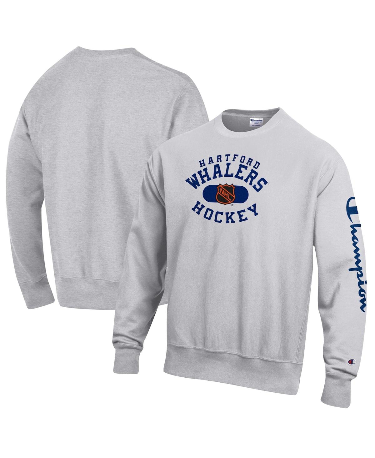 Shop Champion Men's  Heathered Gray Hartford Whalers Reverse Weave Pullover Sweatshirt
