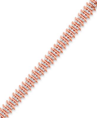 Diamond Accent Wide Link Chain Bracelet in Gold-Plated or Silver-Plated Brass image