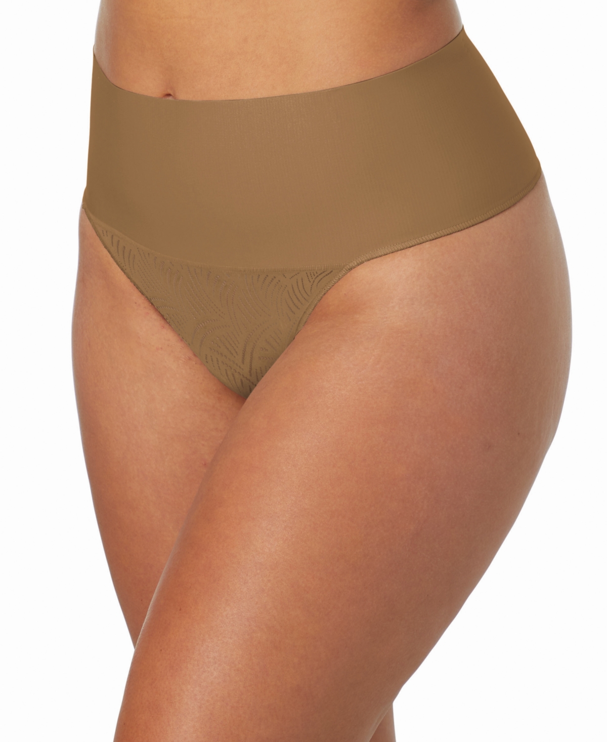 Maidenform Tame Your Tummy Lace Thong Dm0049 In Caramel Swing Lace