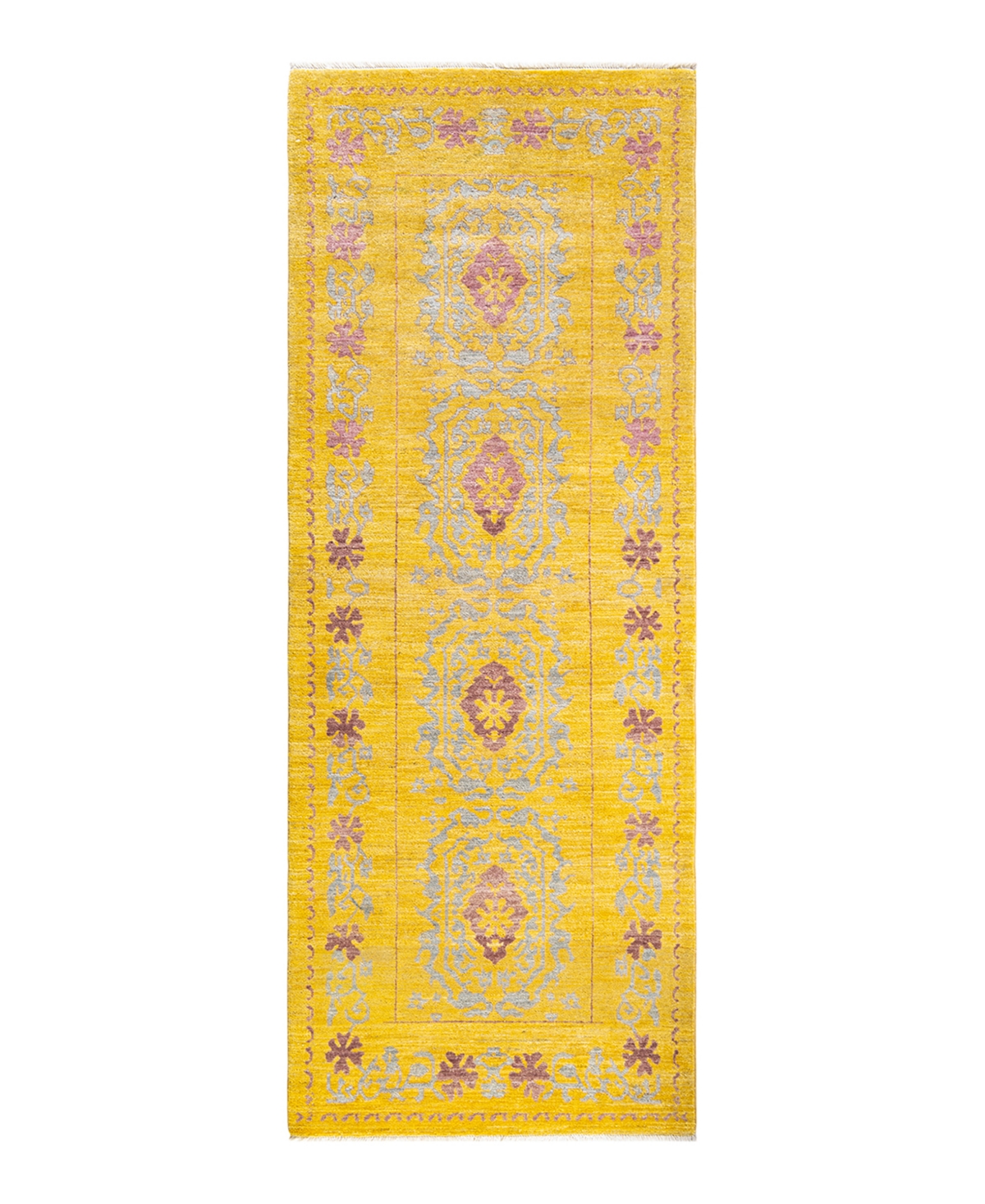 Closeout! Adorn Hand Woven Rugs Eclectic M1800 3'1in x 8'3in Runner Area Rug - Yellow