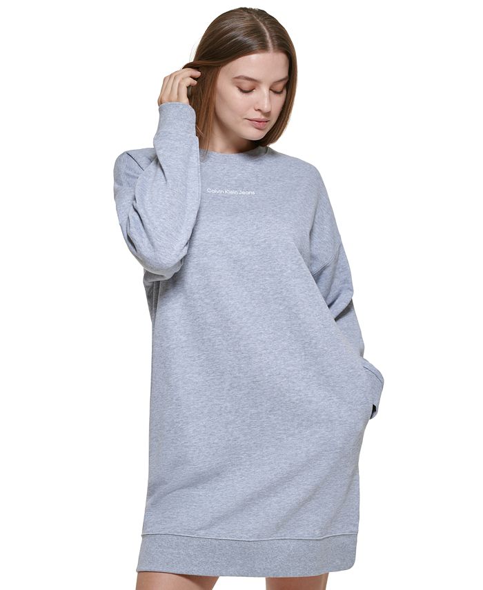 Calvin Klein Jeans Oversized Crew Neck Sweatshirt Dress - Macy's
