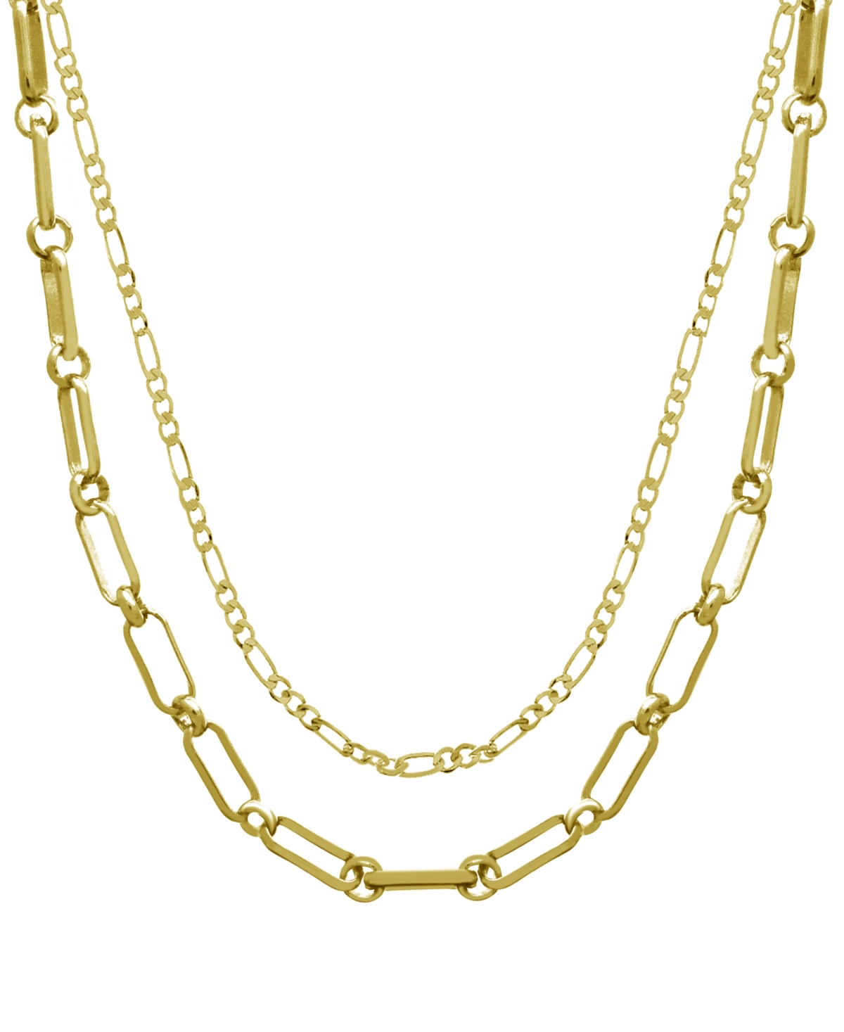15.25" and 17.5" + 2" extender Gold Plated Multi Chain Layered Necklace - Gold Plated