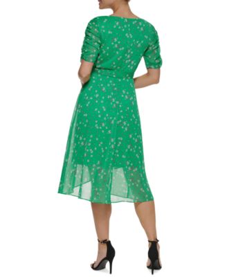 dkny ruched sleeve midi dress