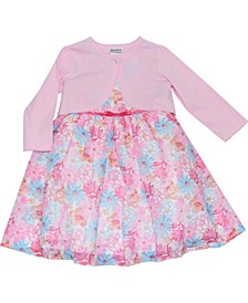 Baby Girls Shrug Cardigan and Floral-Print Dress, 2 Piece Set