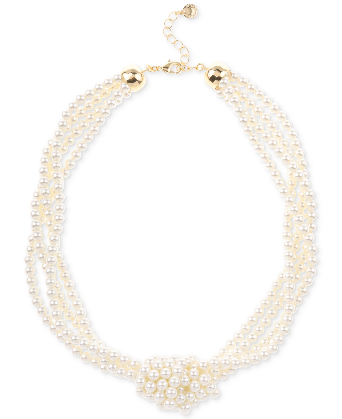 Imitation Pearl Knotted Multi-Row Strand Necklace, 19" + 2" extender, Created for Macy's - White