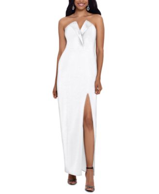 Betsy \u0026 Adam Strapless Tuxedo Gown 