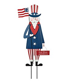Wooden Patriotic Uncle Sam Yard Stake or Wall Decor or Porch Decor Kd, Three Function, 36"