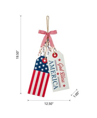 Wooden Patriotic or Americana Doorknob Hanging Decor, 19.5"