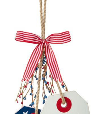 Wooden Patriotic or Americana Doorknob Hanging Decor, 19.5"